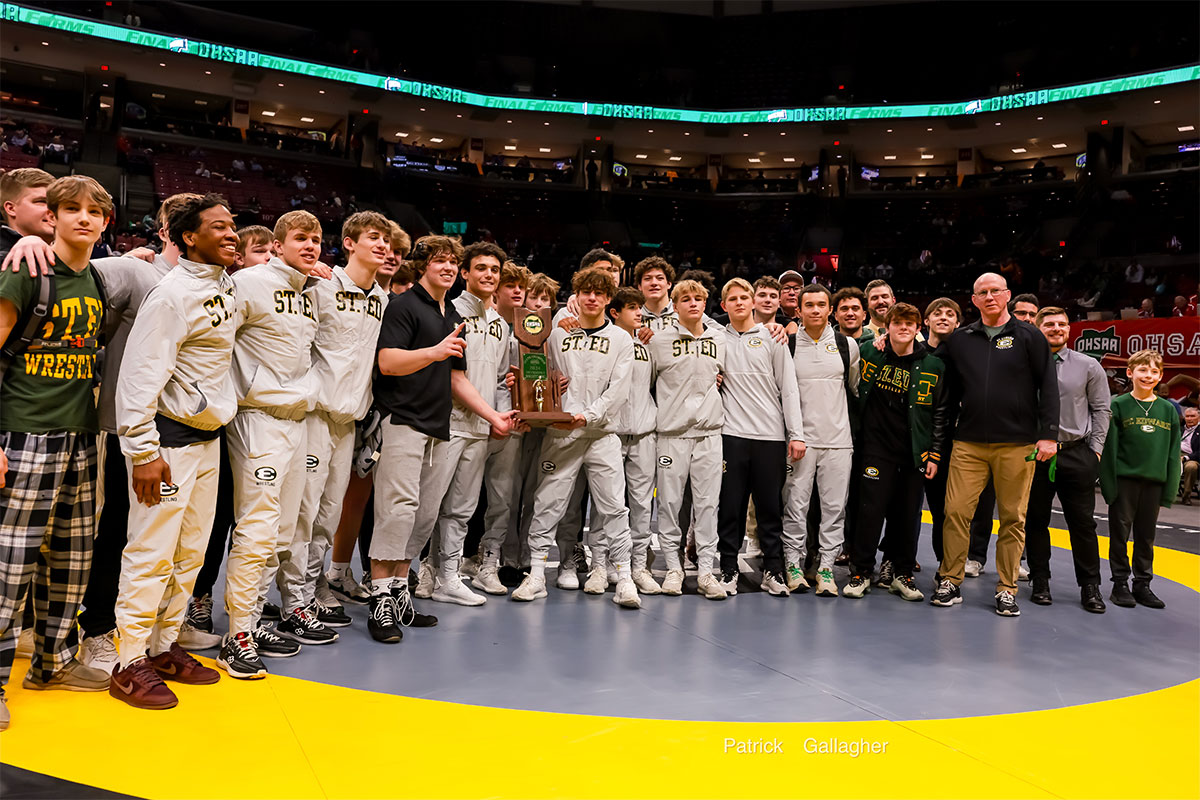 st. edward varsity wrestling team after winning the 2024 state championship