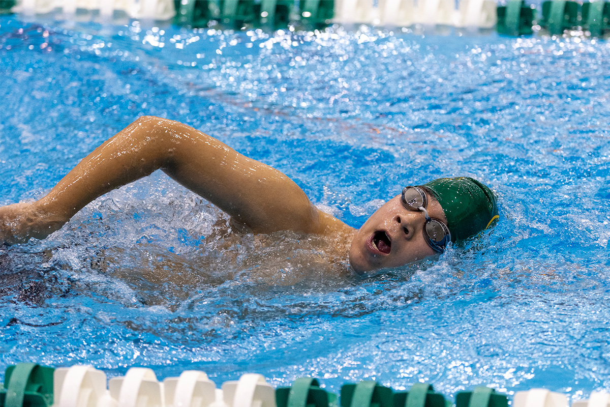 st. edward swimmer during a freestyle stroke